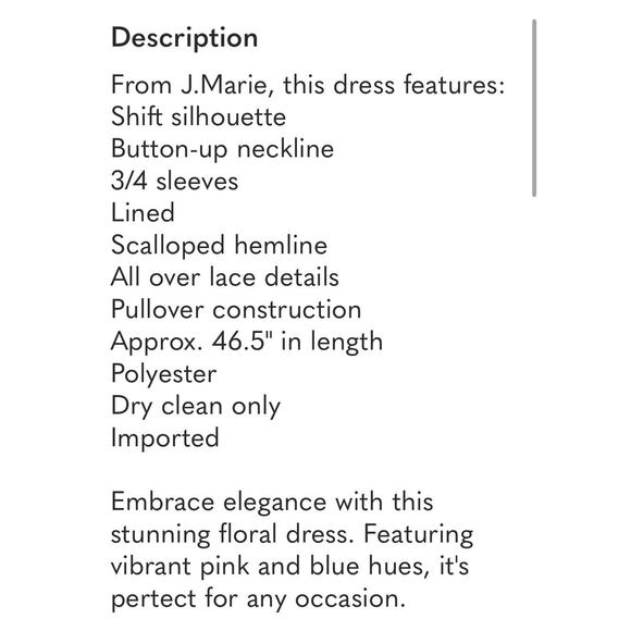 NWT $228 J Marie Emery Lace Midi Dress Navy Embroidered Floral Lined, Small - Picture 5 of 10